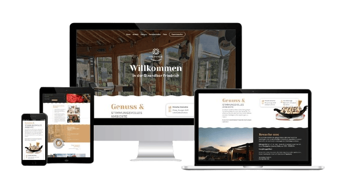 Responsive Webdesign: Die Webseite der Strandbar Friedrich auf verschiedenen Endgeräten