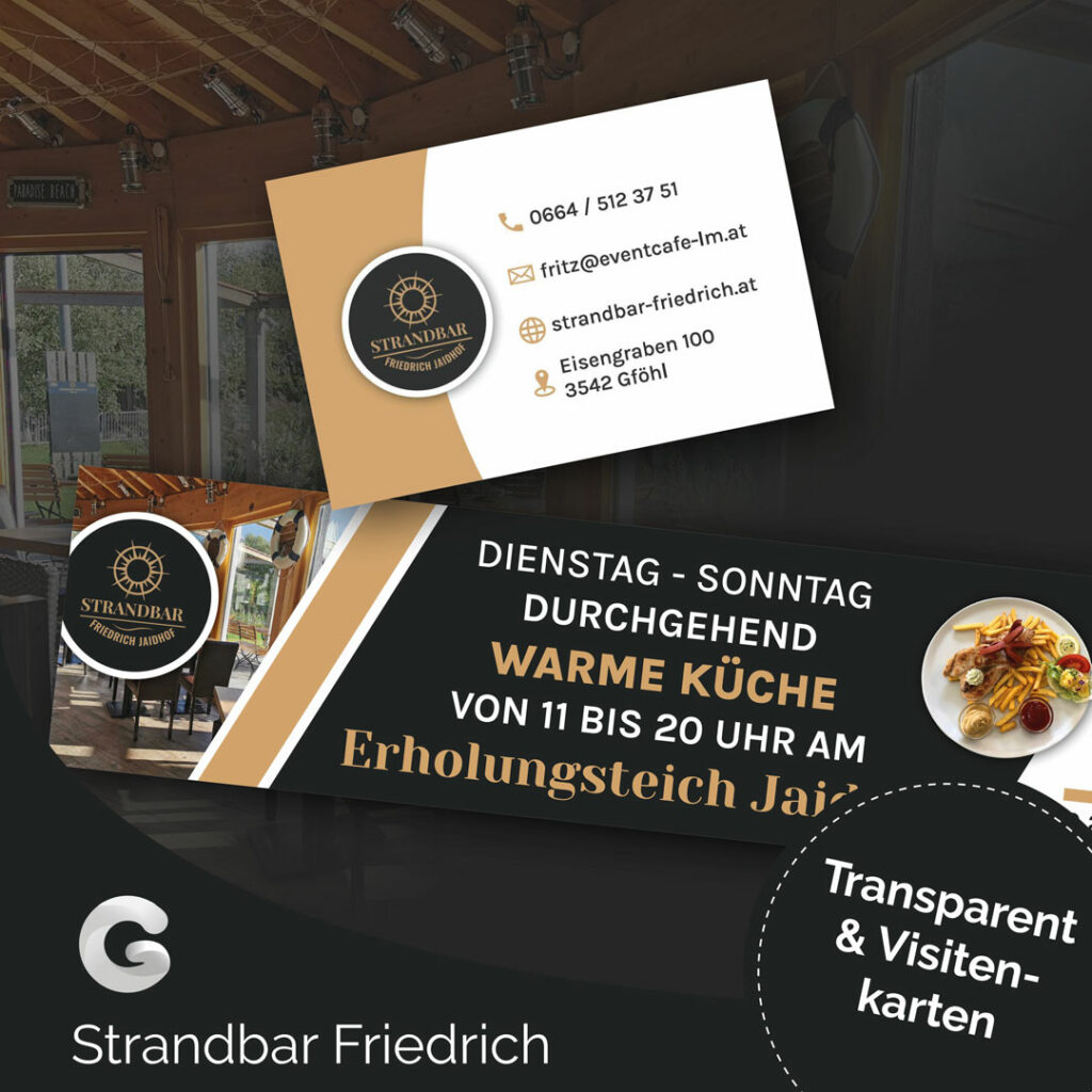 Transparent und Visitenkarte Strandbar Friedrich